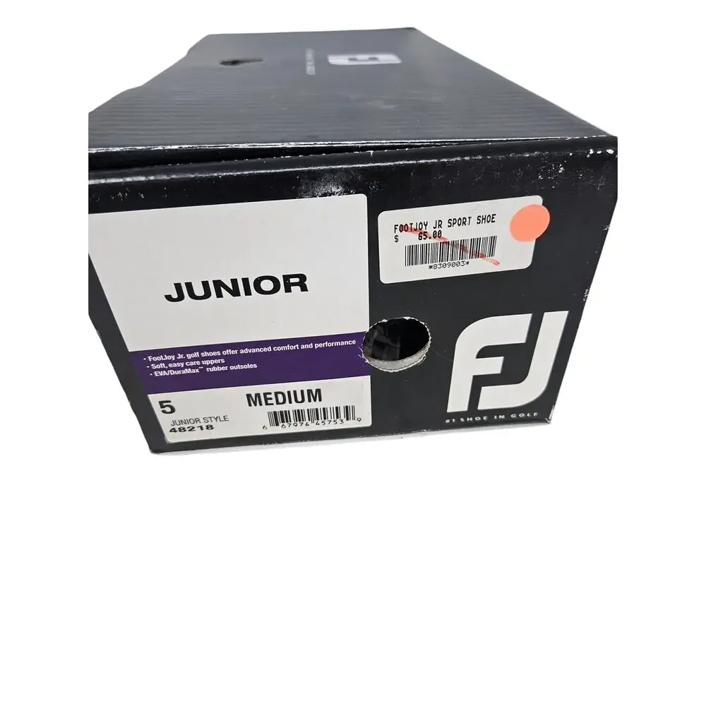 NEW Footjoy Junior 5 Golf Shoe Cleat Leather Black Pink White Sport Lace Up